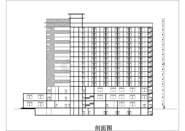 连云港市白云路某15层框架结构商务大酒店全套建筑设计CAD图纸-图一