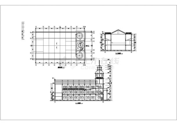 【杭州】某地新型三层教堂全套建筑设计施工cad图-图一