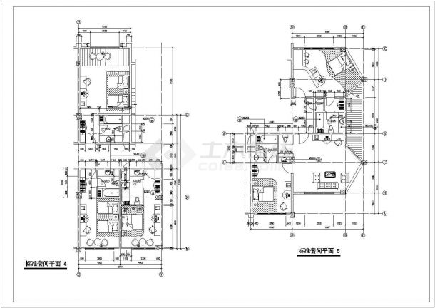 太原市剑漕路某四星级宾馆多张标准间平面设计CAD图纸-图二