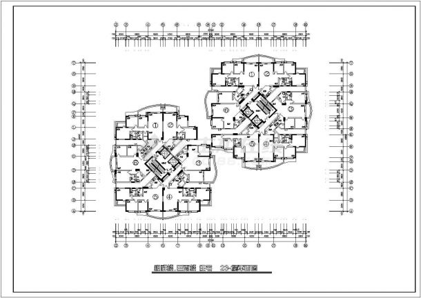 安徽省某市高层住宅户型楼层平面CAD图纸-图二