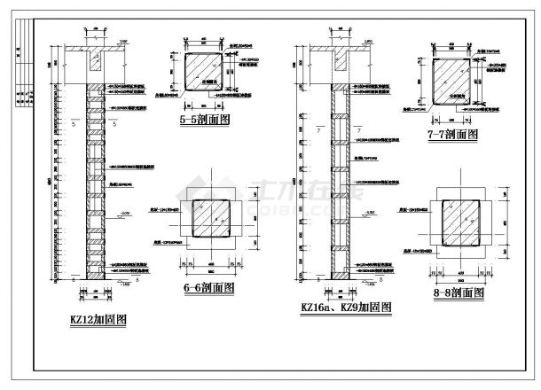某城市学校教学楼柱子抗震加固设计图CAD参考详图-图二