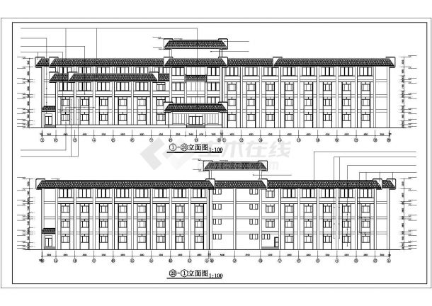 昆明市中园路某5200平米4层钢混框架结构商务酒店建筑设计CAD图纸-图一