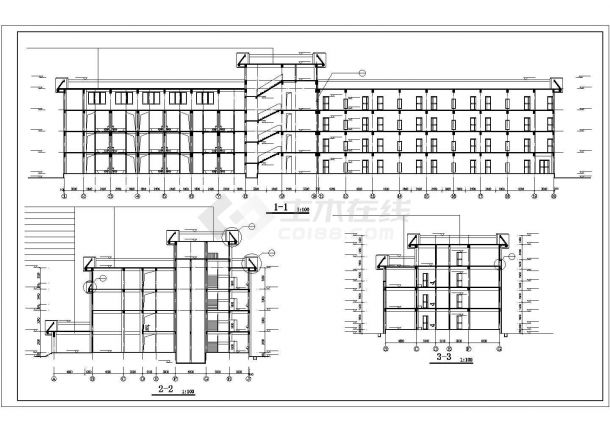 昆明市中园路某5200平米4层钢混框架结构商务酒店建筑设计CAD图纸-图二