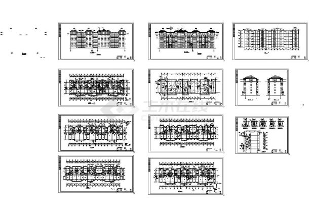 六层海关住宅建筑施工cad图，共十一张-图一