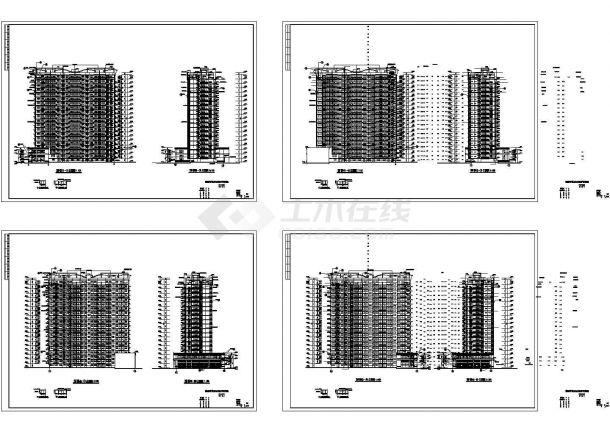 十八层住宅小区建筑施工cad图，共二十张-图一