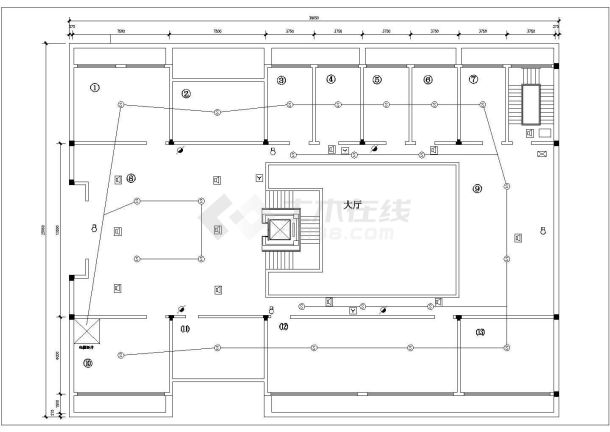 大连市仁西路某8层商业办公楼火灾自动报警系统设计CAD图纸-图一