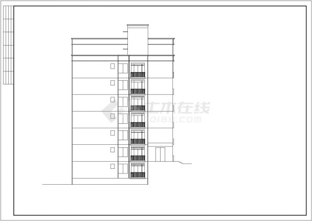 某大学七层框架结构学生公寓楼设计cad全套建筑施工图纸（含设计说明）-图一