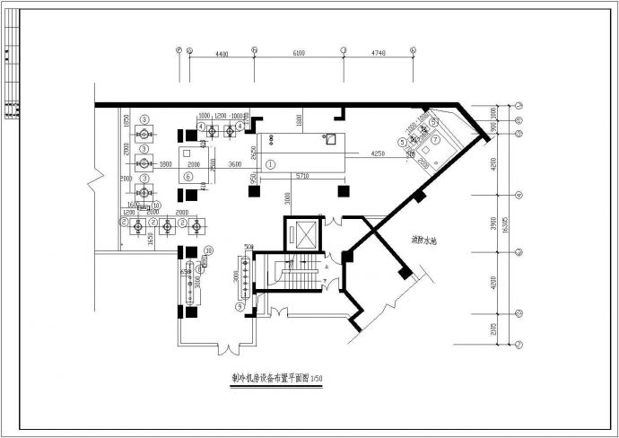 某地区美华制冷机房建筑设计CAD布置_图1