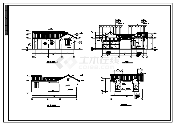 80平米某单层仿古砖木结构墓区公厕建施cad图_公厕施工-图一