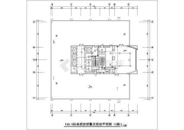 重庆市某37层剪力墙结构商业大厦消防报警及联动平面设计CAD图纸-图一