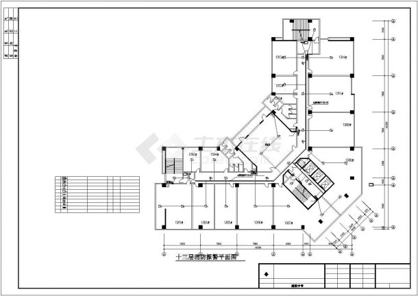 长春市建设路某22层框架结构商住楼消防报警平面设计CAD图纸-图一