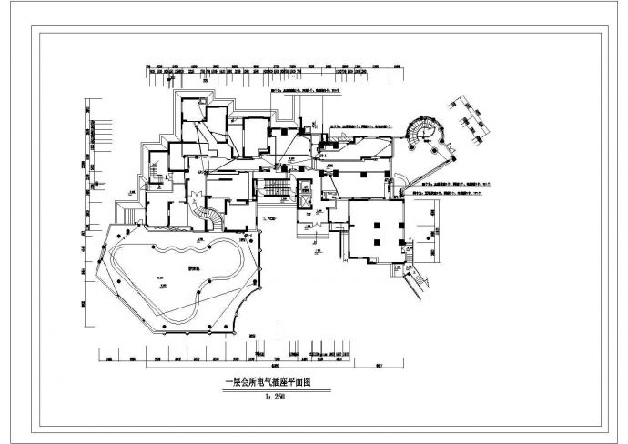 太原市某2层高档休闲会所全套电气系统设计CAD图纸_图1