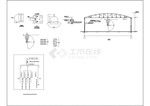 北京市某高校内部羽毛球场照明系统全套设计CAD图纸-图二