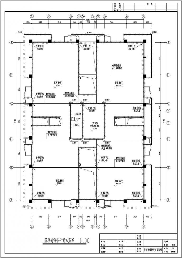 二类高层商住楼防雷设计施工平面图_图1