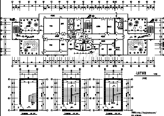 武汉某医院7层住院楼建筑设计施工cad图纸-图二