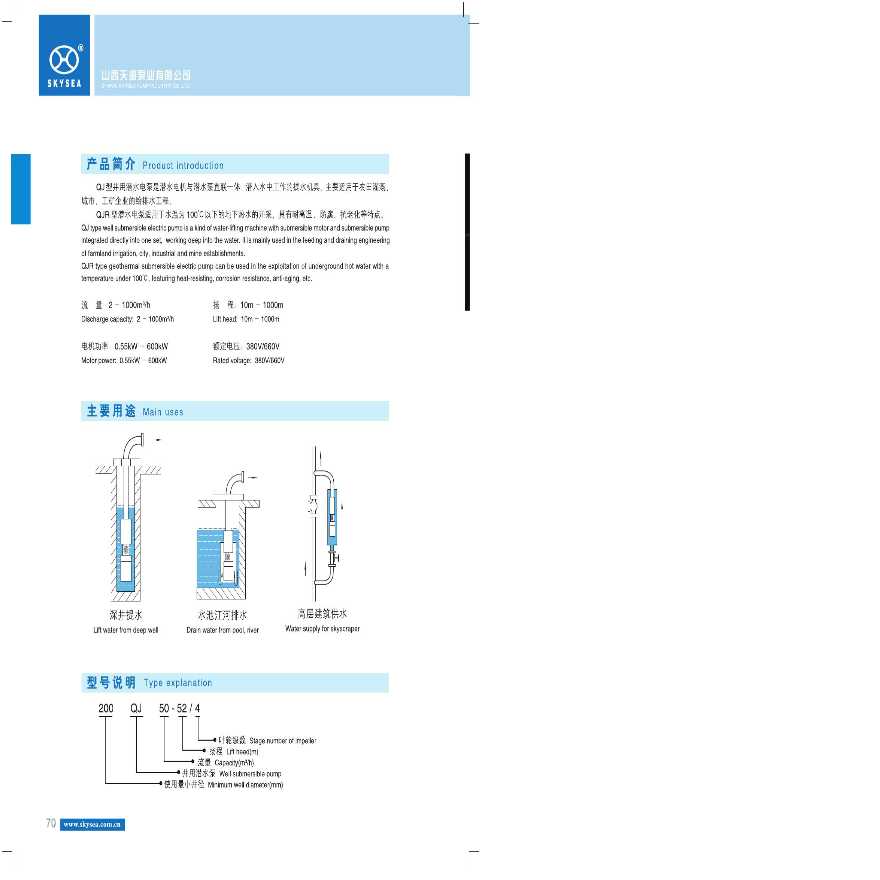 山西天海泵业 QJ 型井用潜水泵-图二