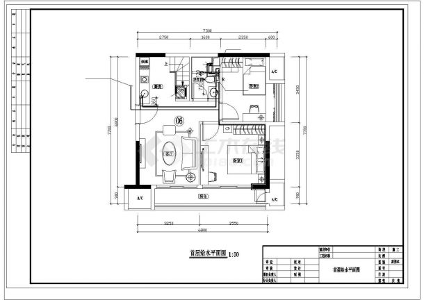 某居住小区6单元给排水施工CAD平面图-图二