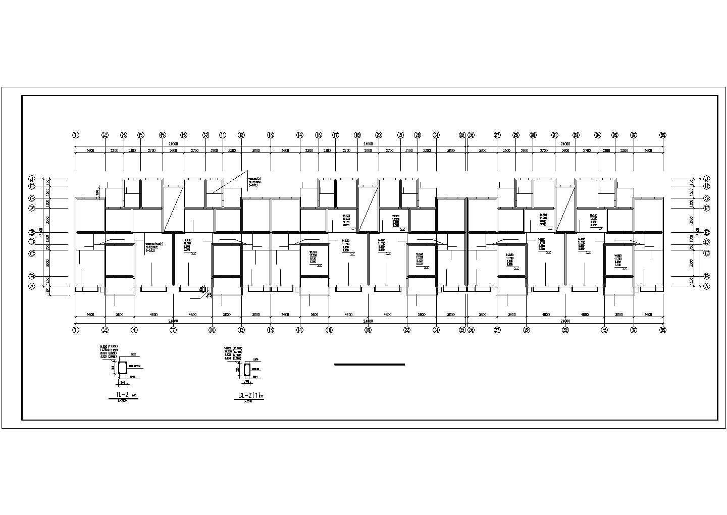 某地区双拼6层住宅砖混结构设计施工CAD图纸
