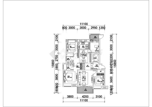 某地区标准住宅户型设计施工CAD图纸-图一