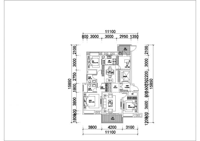 某地区标准住宅户型设计施工CAD图纸_图1
