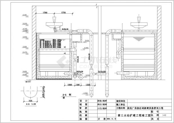 某地区供热管网第三水站扩建工程设计施工CAD图纸-图一