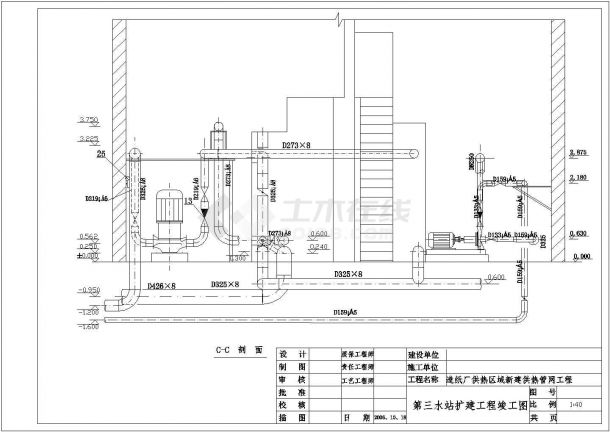 某地区供热管网第三水站扩建工程设计施工CAD图纸-图二