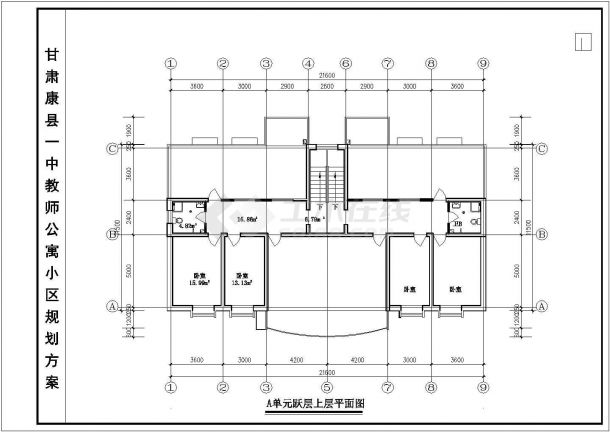 湖北省荆门市某学校教师公寓小区规划设计CAD方案-图二