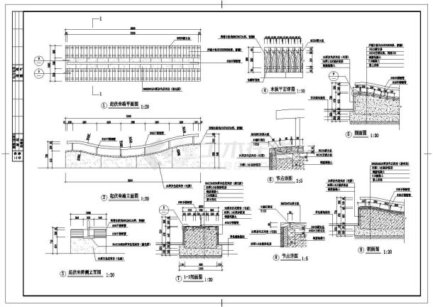 安徽省明光市某乡村河桥南公园施工设计CAD图纸-图二