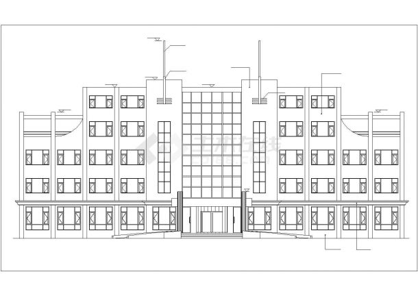 太仓市职业大学2400平米四层框架结构办公楼建筑+结构设计CAD图纸-图一