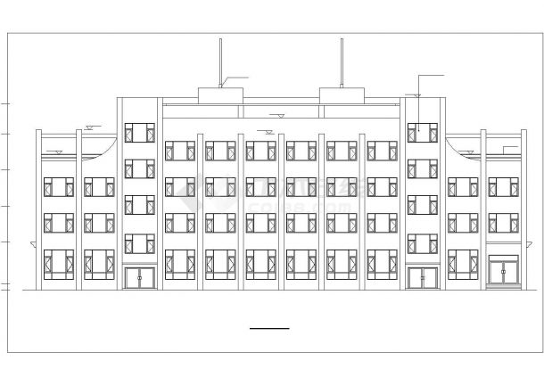 太仓市职业大学2400平米四层框架结构办公楼建筑+结构设计CAD图纸-图二