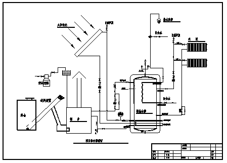 锅炉系统设计_某别墅太阳能锅炉系统原理设计cad图纸-图一