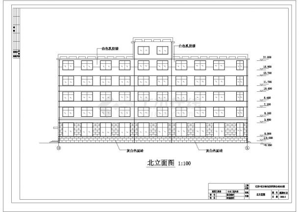 泰州市某工业园3100平米五层框架结构办公楼建筑设计CAD图纸-图二