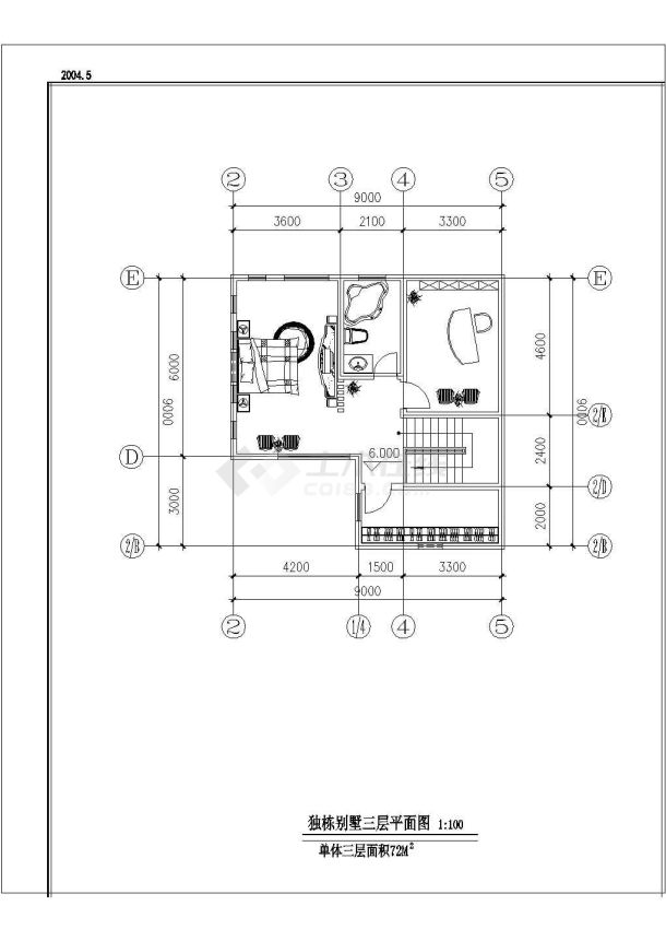 某欧式独栋别墅楼全套建筑施工设计cad图纸-图二