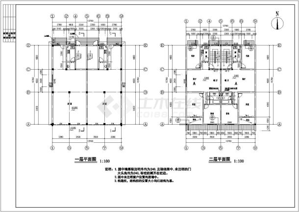 【南京】某地农村徽派马头墙住宅楼全套设计施工cad图-图一