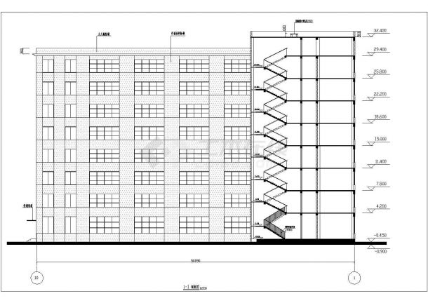 宜昌市某单位八层框混结构结构商业办公楼建筑设计CAD图纸-图一