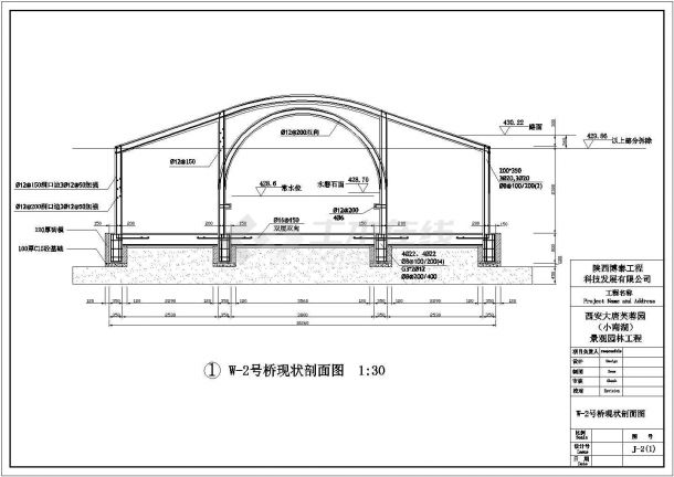 大唐芙蓉园W2号桥全套施工设计cad图纸(含平面布置图)-图二