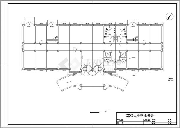 沈阳市某高等学院2460平米4层框架结构办公楼建筑结构设计CAD图纸-图一