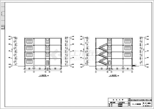 连云港市某化工厂4000平米四层框架结构办公楼建筑设计CAD图纸-图一