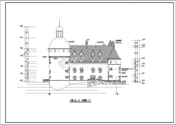【上海】某地郊区公园豪华古城堡全套设计施工cad图-图二