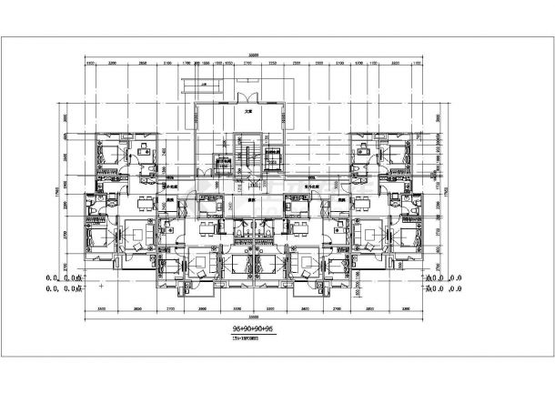 常州某金陵高档小区不同户型住宅楼全套施工设计cad图纸-图一