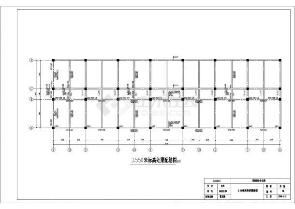 湘潭市某公司框混结构办公楼梁板柱平面布置设计CAD图纸-图二