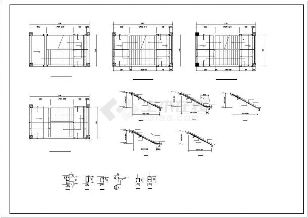某框剪结构商场楼梯节点构造设计施工CAD图纸-图二
