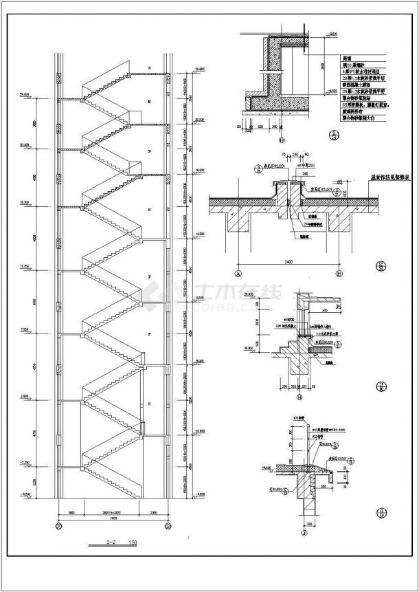 某楼梯建筑施工节点构造设计施工CAD图纸-图一