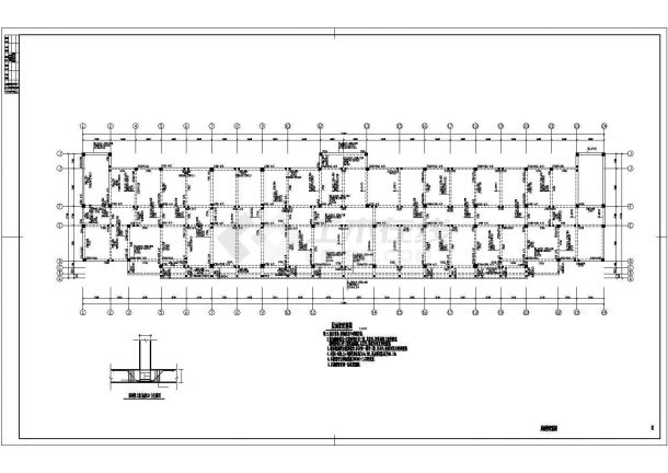 晋江市建设路某广告公司5层框架结构办公楼结构设计CAD图纸-图一