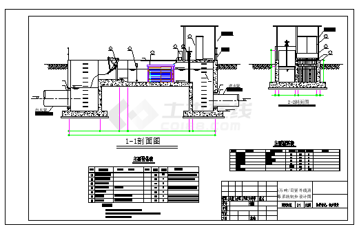 广东某5万吨紫外线消毒系统cad设计施工图-图一