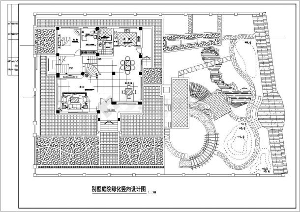 某别墅庭院灌木分布平面详图-图二