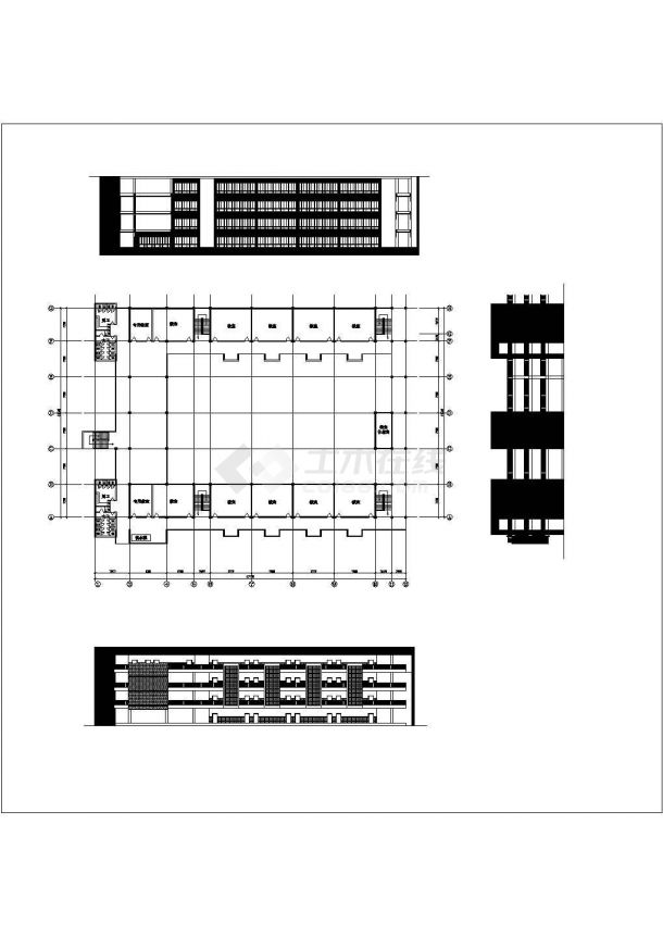上海某中学全套建筑设计CAD图纸（食堂/教学楼/体育馆/行政楼/宿舍楼）-图二