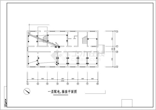 长春市某小型办公楼电气设计施工CAD布置图-图二