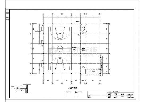 天津市某大学1900平米3层框架结构食堂+体育馆全套建筑设计CAD图纸-图二