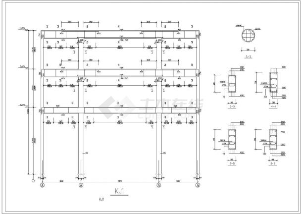 砖混框架结构办公楼施工图（CAD，9张）-图一